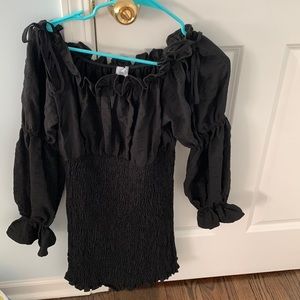 Size small off the shoulder black mini dress.